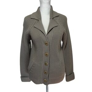 ISDA&CO Knit Cardigan Sweater Women's Size‎ S Beige Button Front 100% Soft Wool